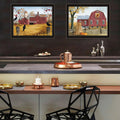 2 Piece Vignette Autumn Red Barns Black Framed Wall Art For Living Room, Farmhouse Wall Art Print For Home Decor, Bedroom Wall Art By Billy Jacobs Multicolor Wood Paper