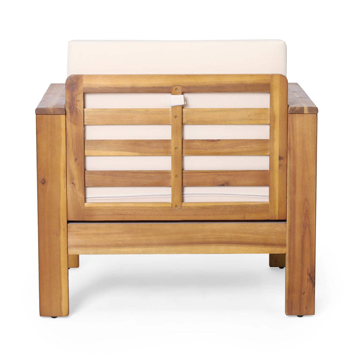 Set Of 2 Outdoor Acacia Wood Club Chairs With Cushions, Teak Beige, 27.75"D X 32"W X 27.75"H Yes Brown Beige Foam Acacia Wood