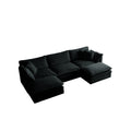 U Shaped Sectional Sofa W Reversible Footrest, 5 Seater Convertible Corner Couch With 2 Ottomans ,Modern Minimalist Soft Sofa & Couch For Living Roomblack Chenille Black Chenille 3 Seat