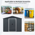 8Ft X 4Ft Outdoor Metal Storage Shed With Sliding Door And Foundation For Backyard, Patio, Lawn Black And White Black White Metal