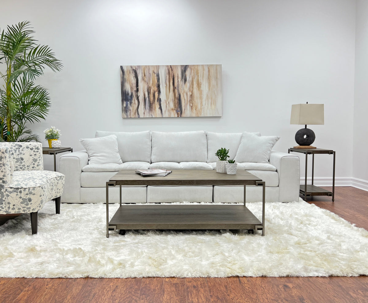 Corbeta 3 Piece Metal Frame Wood Living Room Coffee Table And 2 Chairside Tables Set, Aged Graphite Brown Primary Living Space Coffee & End Tables Rectangular Metal