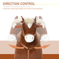 Qaba Kids Ride On Walking Horse With Easy Rolling Wheels, Soft Huggable Body, & A Large Size For Kids 5 16 Years Brown Plush
