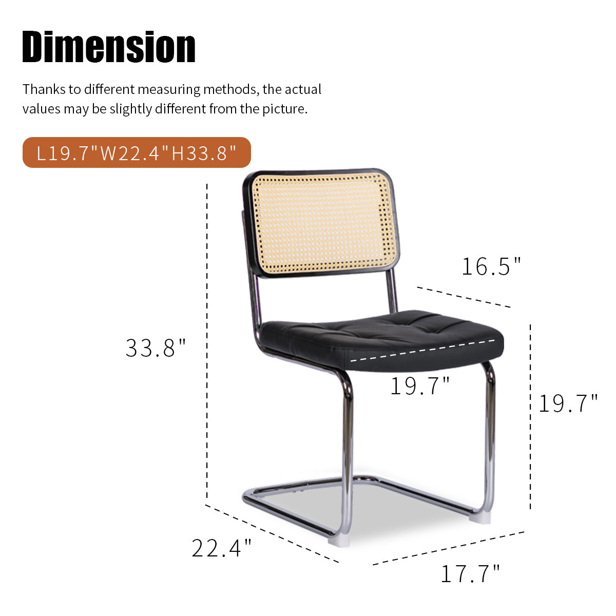 Dining Chairs Set Of 2, Fauex Leather Rattan Side Accent Chairs With Chrome Legs, Modern Mid Century Breuer Designed Chairs, Upholstered Dining Living Room Kitchen Chairs Black 2Pcs Black Faux