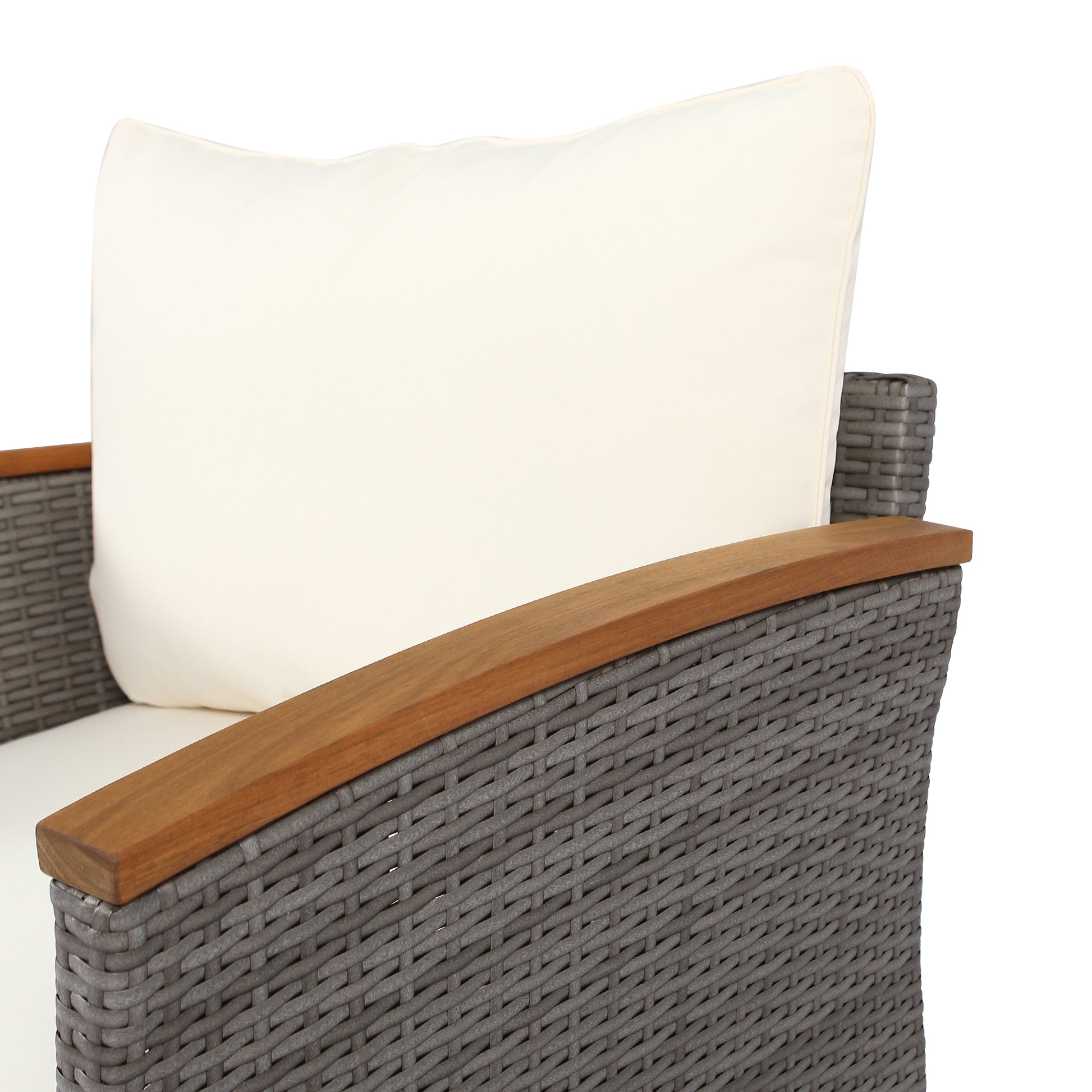 9 Piece Patio Rattan Furniture Set, Outdoor Conversation Set With Acacia Wood Legs And Tabletop, Pe Rattan Sectional Sofa Set With Coffee Table, Washable Cushion, Beige Yes Beige Garden & Outdoor Complete Patio Sets Foam Wicker