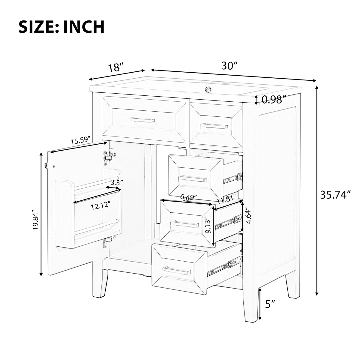 30" Bathroom Vanity With Sink Combo, Green Bathroom Cabinet With Drawers, Solid Frame And Mdf Board Old Sku:N725S999222F Green Solid Wood Mdf