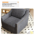 360 Degree Swivel Armchair Cotton Linen Skin Friendly Fabric Ergonomic Design Brass Nail Decorative Armchair Living Room Chairs Bedroom Chairs Living Room Chairs Black Legs Suitable For Indoor Homes Black Gray Modern Foam Cotton Linen