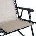 Outsunny 3 Piece Outdoor Rocking Chair Set, Patio Folding Lawn Rocker Set With Glass Coffee Table, Headrests For Yard, Patio, Deck, Backyard, Cream White Cream White Fabric
