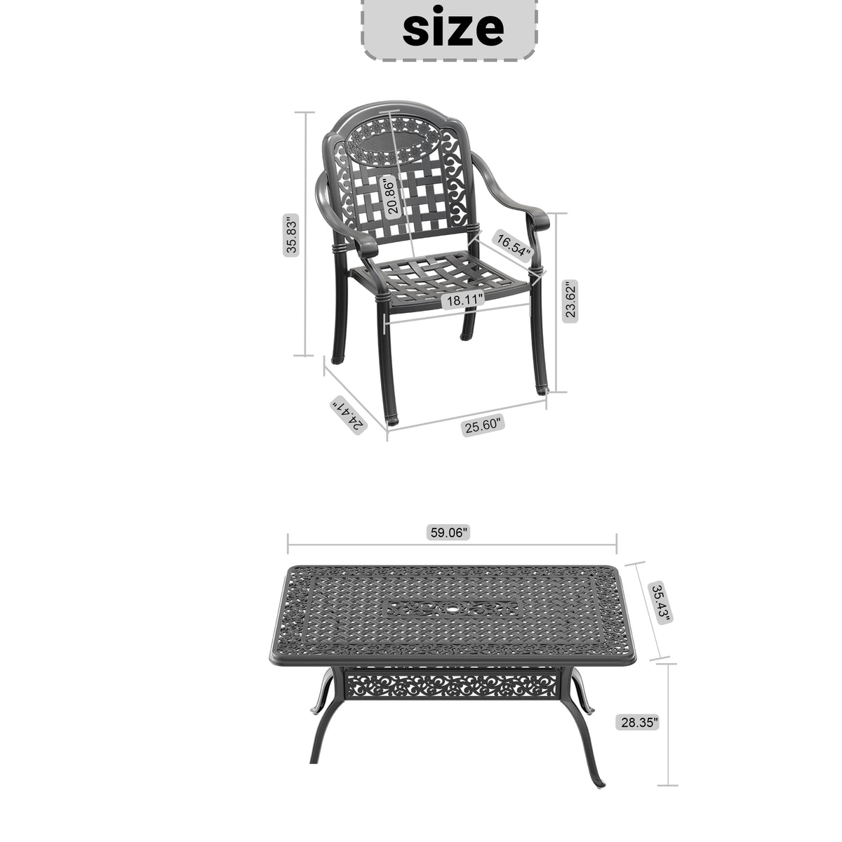 Cushions In Random Colors 5 Piece Set Of Cast Aluminum Patio Furniture With Cushions Yes Dining Set Black Seats 4 Rust Resistant Frame Water Resistant Cushion Garden & Outdoor Complete Patio Sets Aluminium