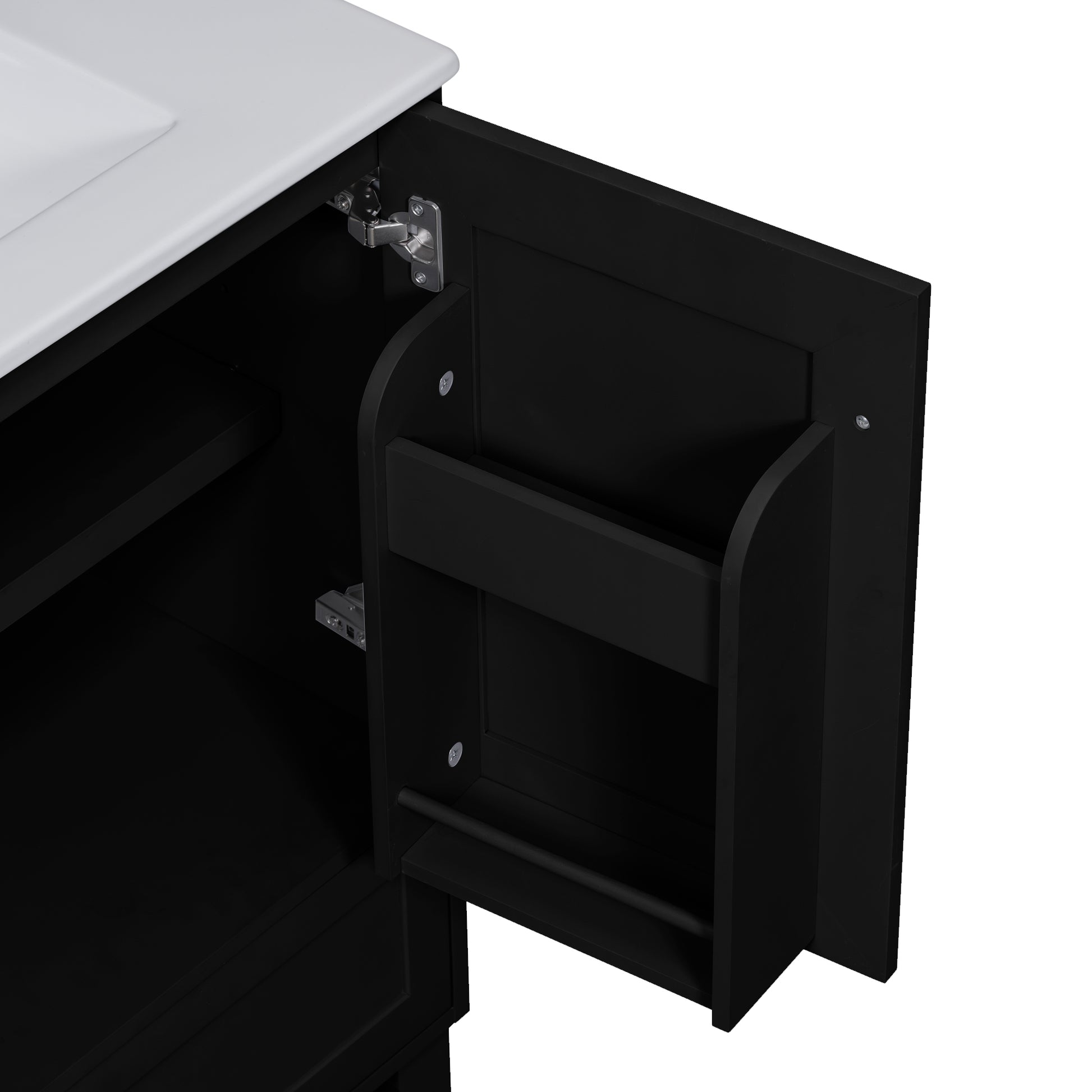 30" Black Bathroom Vanity Set With Ceramic Sink And Large Storage Space Ideal For Small Bathrooms Black Bathroom Solid Wood Mdf