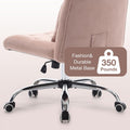 Armless Fabric Office Desk Chair With Wheels, Criss Cross Legged Wide Seat Chair, Modern Home Office Chair With Lumbar Pillow, Comfy Computer Task Chair For Small Space, Vanity Chair For Women