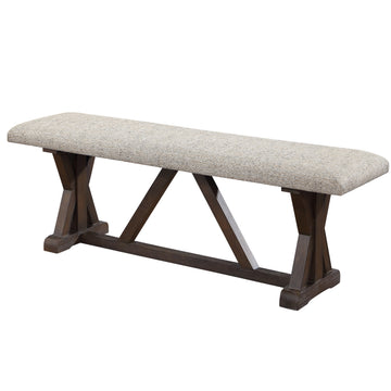 Grey And Rustic Brown Bench With Upholstered Seat Grey,Rustic Brown Dining Room Wood Fabric