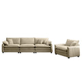 Mid Century Modern Sofa Set Of Two, One 3 Seater Sofa And One Single Seat Sofa With 2 Arm Pillows And 4 Throw Pillows,2 Pieces Sofa Set For Living Room,Tan Corduroy Fabric Tan Corduroy 4 Seat