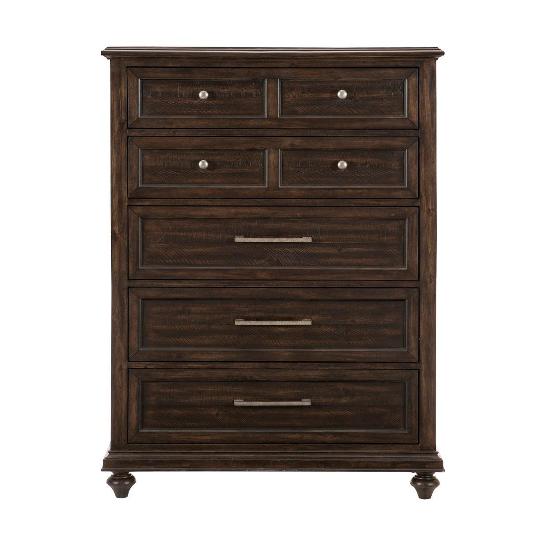 Solid Transitional Style Bedroom 1Pc Chest Of Drawers Driftwood Charcoal Finish Wooden Furniture Traditional Framing Brown Mix Bedroom Transitional Wood