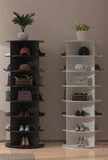 7 Tier Rotating Shoe Rack Tower, Spinning Shoe Display, 360 Shoe Rack Storage Round Carousel, Vertical Handbag Rotate Shoes Closet Organization, Christmas Gift White White Pvc