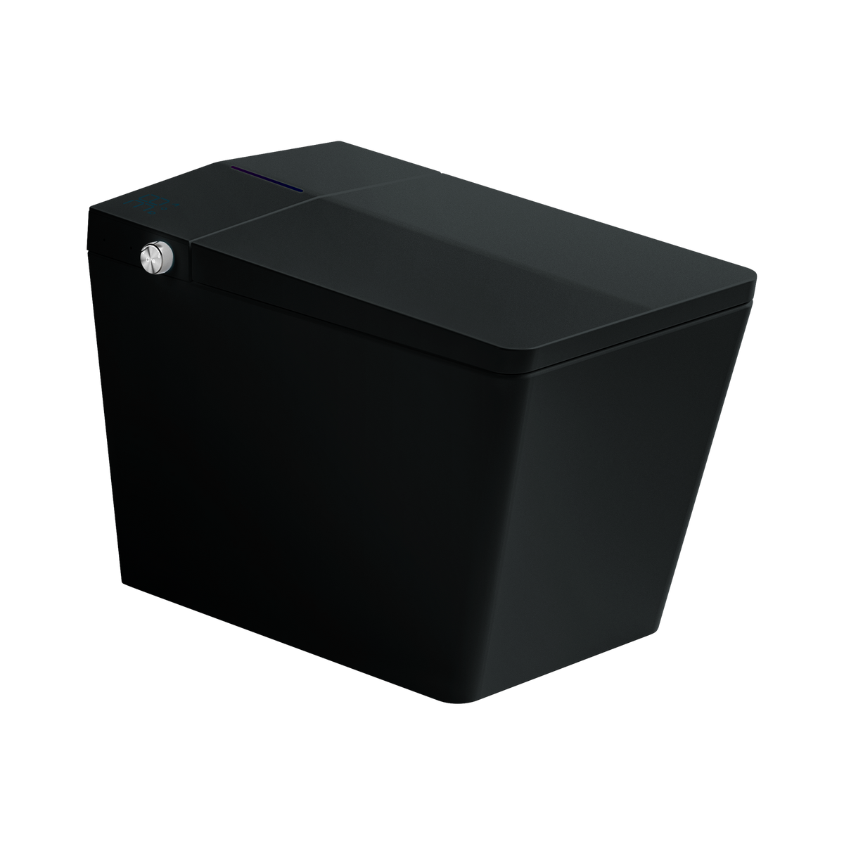 Black Square Smart Toilet With Built In Tank For Bathroom, Remote Control, Tankless Bidet Toilet With Foot Touching Lid Opening, Auto Flush, Heated Seat, Led Digital Display, User Memory, Matte Black Matte Black Bathroom Contemporary,Luxury Porcelain