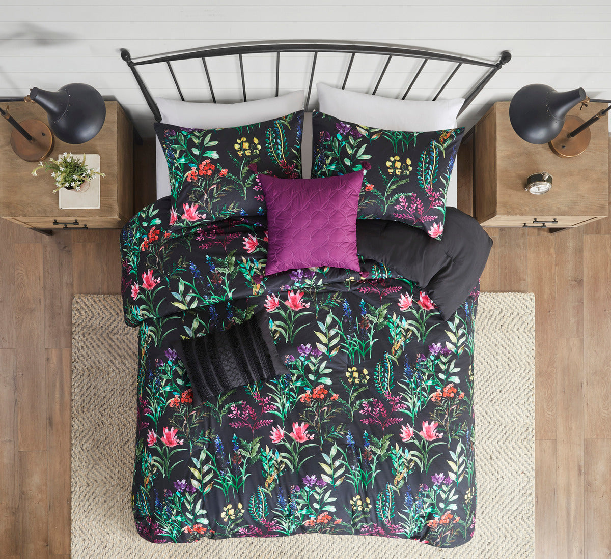 5 Piece Comforter Set Black Full Queen Full Multicolor Polyester
