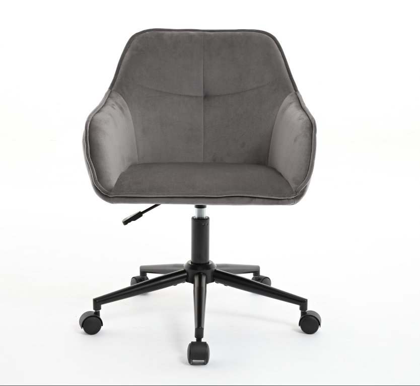 Velvet Office Desk Chair, Modern Home Desk Chair With Wheelsvanity Chairs For Living Room, Bedroom,Study Room Grey Black Foam Polyester Blend