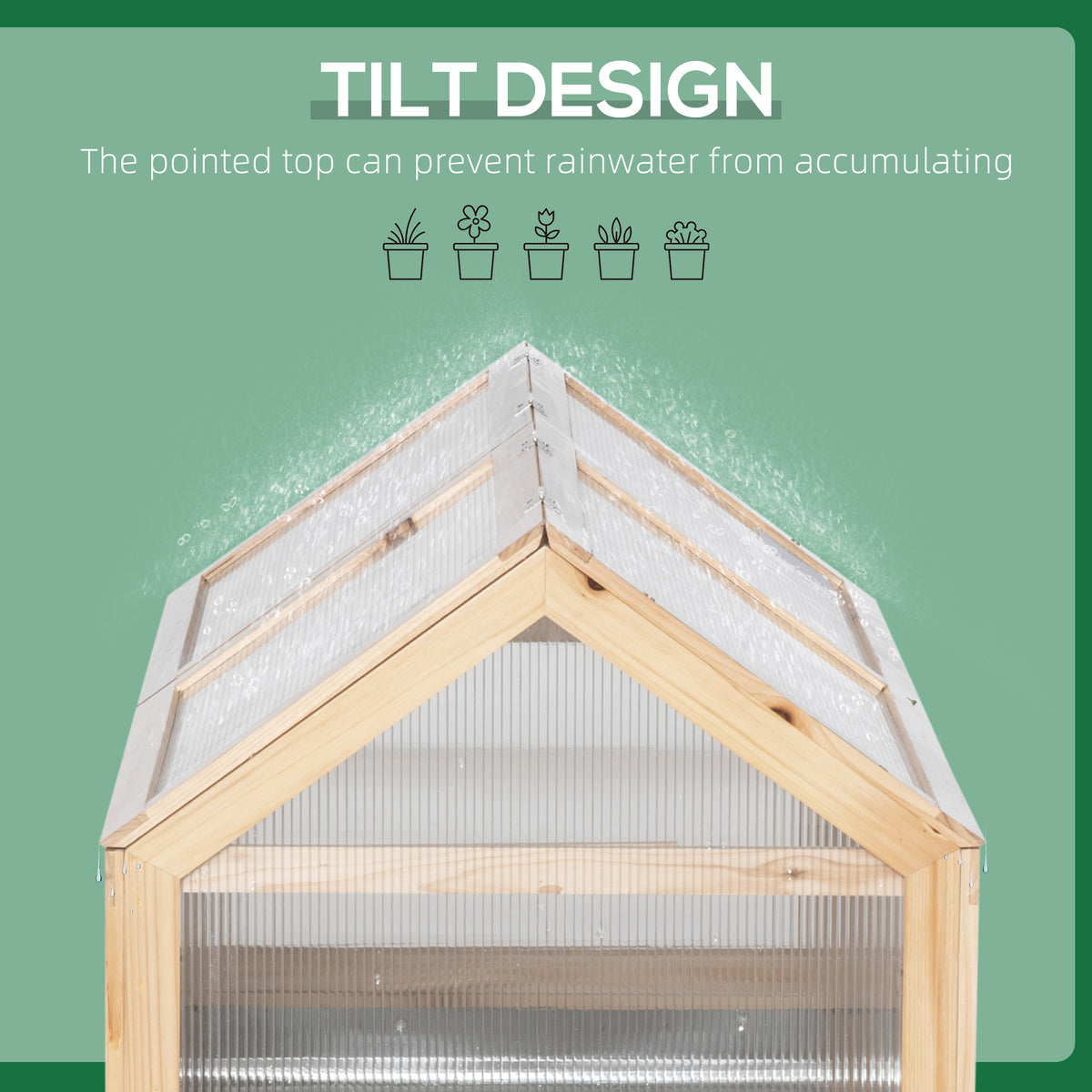 Outsunny Raised Garden Bed With Polycarbonate Greenhouse, Wooden Garden Cold Frame Greenhouse, Flower Planter Protection, 48" X 24" X 32", Natural Natural Wood Wood
