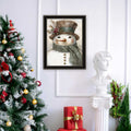 Old World Frosty The Snowman Black Framed Wall Art For Living Room, Holiday Wall Art Print For Home Decor, Bedroom Wall Art By Jo Moulton Multicolor Wood Paper