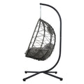 Egg Chair With Stand Indoor Outdoor Swing Chair Patio Wicker Hanging Egg Chair Hanging Basket Chair With Stand For Bedroom Living Room Balcony Gray Steel
