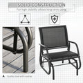 Outsunny Porch Glider Set Of 2, Metal Frame Swing Glider Chairs Withmesh Fabric, Curved Armrests And Steel Frame For Garden, Poolside, Backyard, Balcony, Black Black Steel