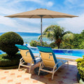9Ft Outdoor Patio Umbrella Table Market Umbrella With Push Button Tilt And Crank, 8 Sturdy Ribs, Uv Protection Waterproof For Garden, Lawn, Deck, Backyard, Pool,Tan Tan Polyester