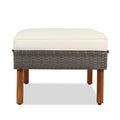 9 Piece Patio Rattan Furniture Set, Outdoor Conversation Set With Acacia Wood Legs And Tabletop, Pe Rattan Sectional Sofa Set With Coffee Table, Washable Cushion, Beige Yes Beige Garden & Outdoor Complete Patio Sets Foam Wicker