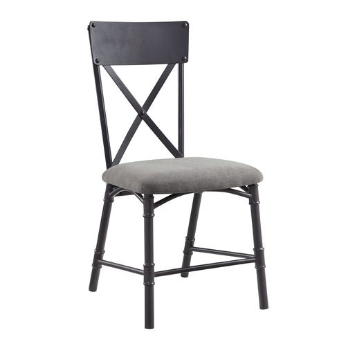 Grey And Sandy Black Side Chair With X Shape Back Set Of 2 Grey Black Primary Living Space Contemporary Fabric Metal