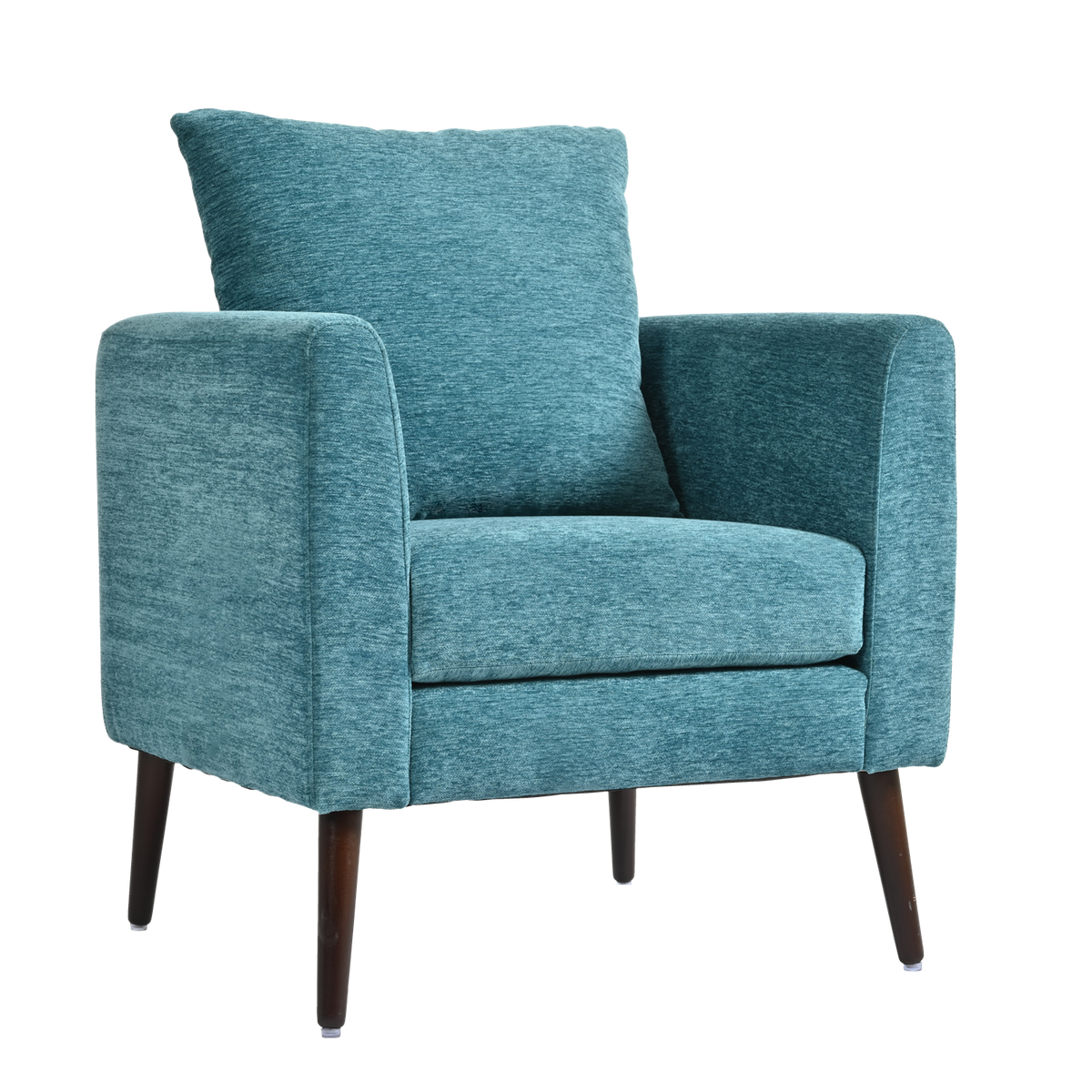Teal Accent Chair, Boucle Chair,Barre Chair,Fabric Armchair Club Chair,Upholstered Arm Chair With Solid Wood Legs,Waist Pillow,Padded Single Chair For Living Room Bedroom Study Waiting Room Teal Teal Light Brown Primary Living Space Modern Rubberwood