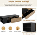 47.2'' 57''W Extendable Coffee Table With 2 Storage Drawers, Dual Tone Wood Center Table With Extendable Sliding Tabletop, Multi Functional Hidden Storage Sofa Table For Living Room, Black Black Primary Living Space Drawers Rectangular Particle Board Mdf