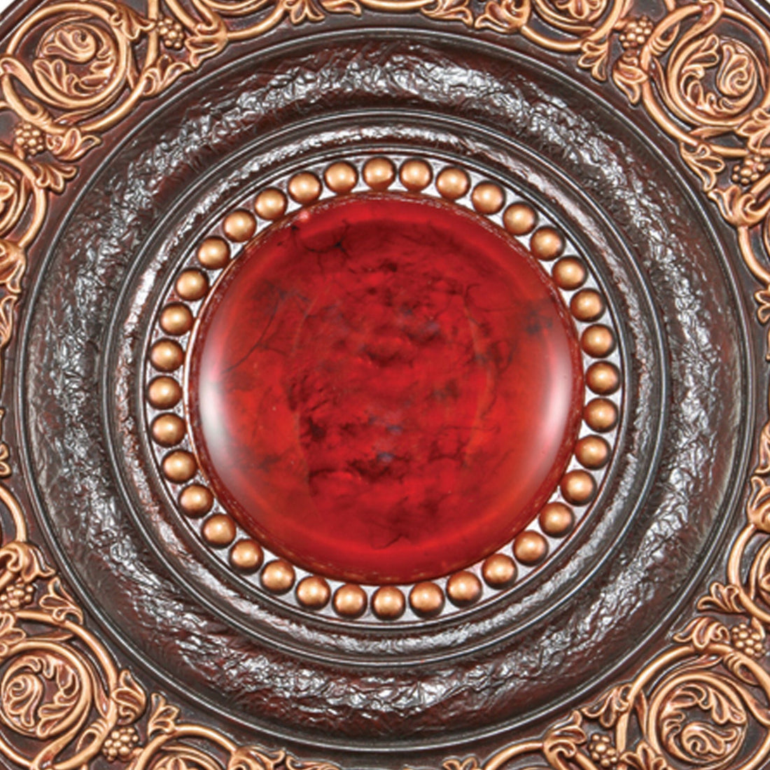 21" Diameter Polyresin Decorative Plaque, Red And Brown Multicolor Polyresin