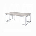 Natural Oak And Chrome Coffee Table With Metal Sled Base Oak Primary Living Space Modern Rectangular Wood Metal Sled