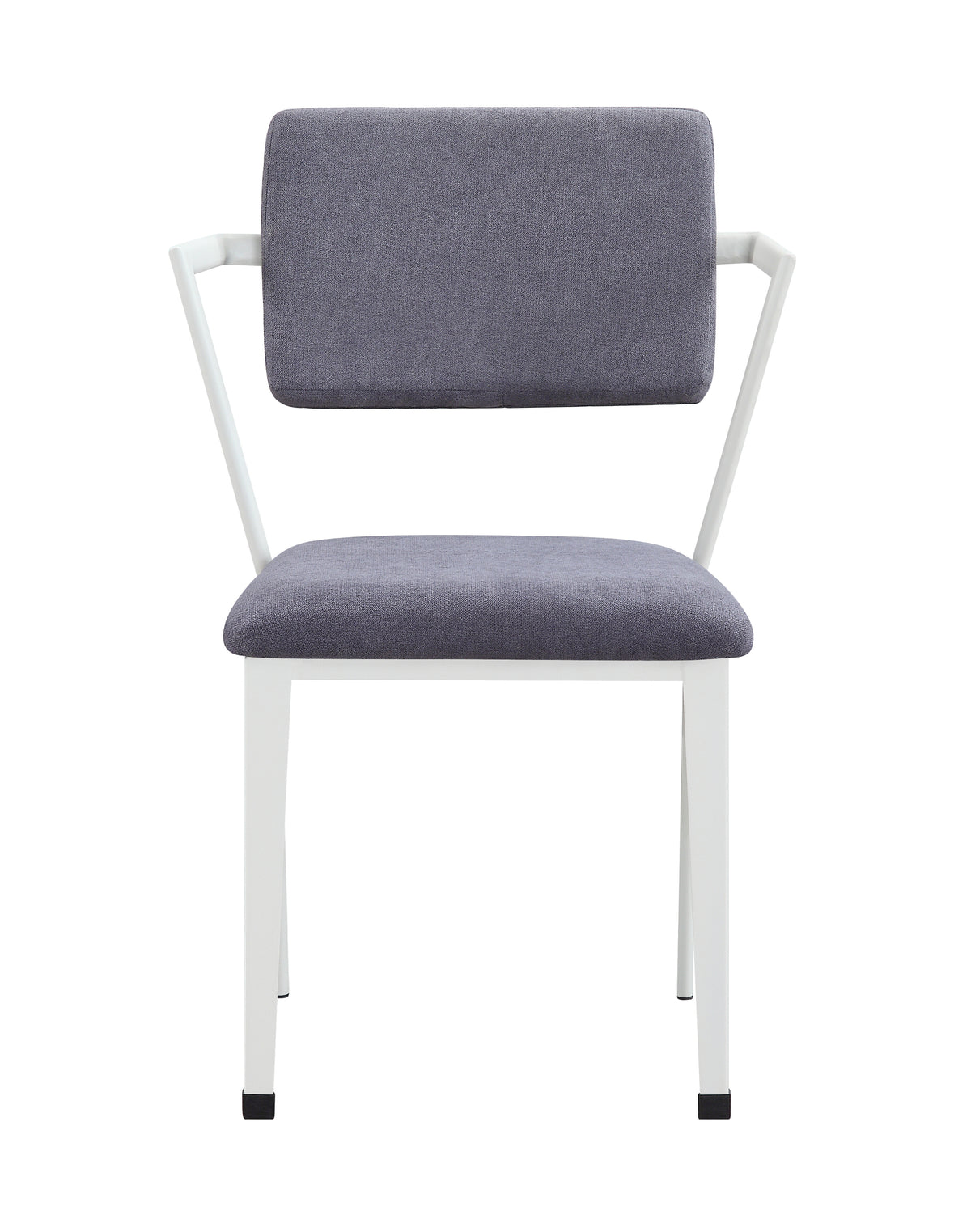Grey And White Dining Chair With Padded Seat Set Of 2 Solid Grey White Dining Room Arm Chair Solid Back Set Of 2 Fabric Metal