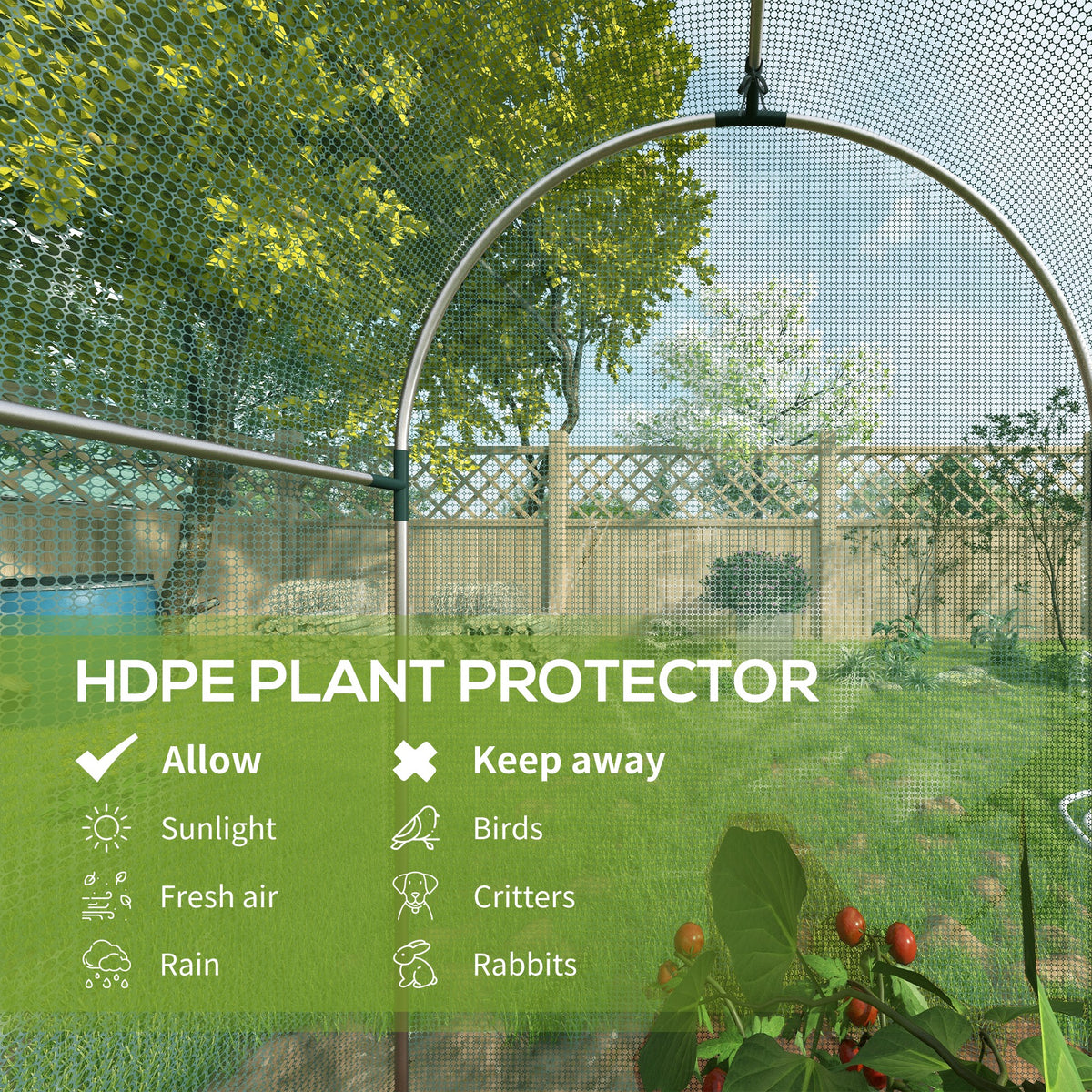 Outsunny 4' X 4' Crop Cage, Plant Protection Tent With Zippered Door And Galvanized Steel Frame, Fruit Cage Netting Cover For Garden, Yard, Lawn, Green Green Steel