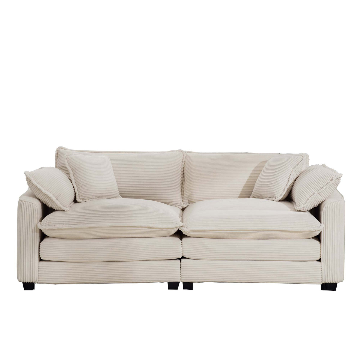 Modern Fabric Living Room Sofa 2 Seater Sofa With 4 Pillows ,Upholstered Large And Deep Seating 2 Seat Loveseat Sofa, Light Beige Corduroy Beige Corduroy 2 Seat