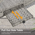 K&K 80'' Outdoor Wicker Chaise Lounge Chairs Set Of 2, Patio Rattan Reclining Chair Pull Out Side Table Adjustable Backrest Ergonomic Wave Design Pool Sunbathing Recliners, Grey No Lounge Grey Seats