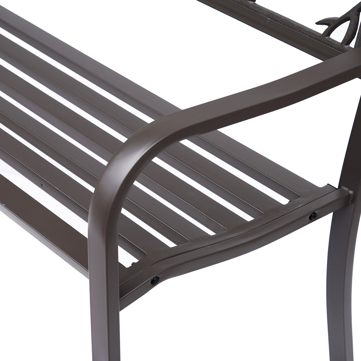 Outsunny 50" Garden Bench, Outdoor Patio Bench With Animal Pattern, Cast Steel Metal Bench For Yard, Lawn, Porch, Brown Brown Iron