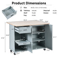 K&K Kitchen Island With Foldable Counter Top, Kitchen Storage Cart With Slide Out Shelf, Towel Rack And Drawer, Rolling Kitchen Cart On Wheels, For Kitchen, Living Room, Dining Room, Grey Blue Grey Blue Brown Kitchen Classic,Farmhouse,Luxury,Modern