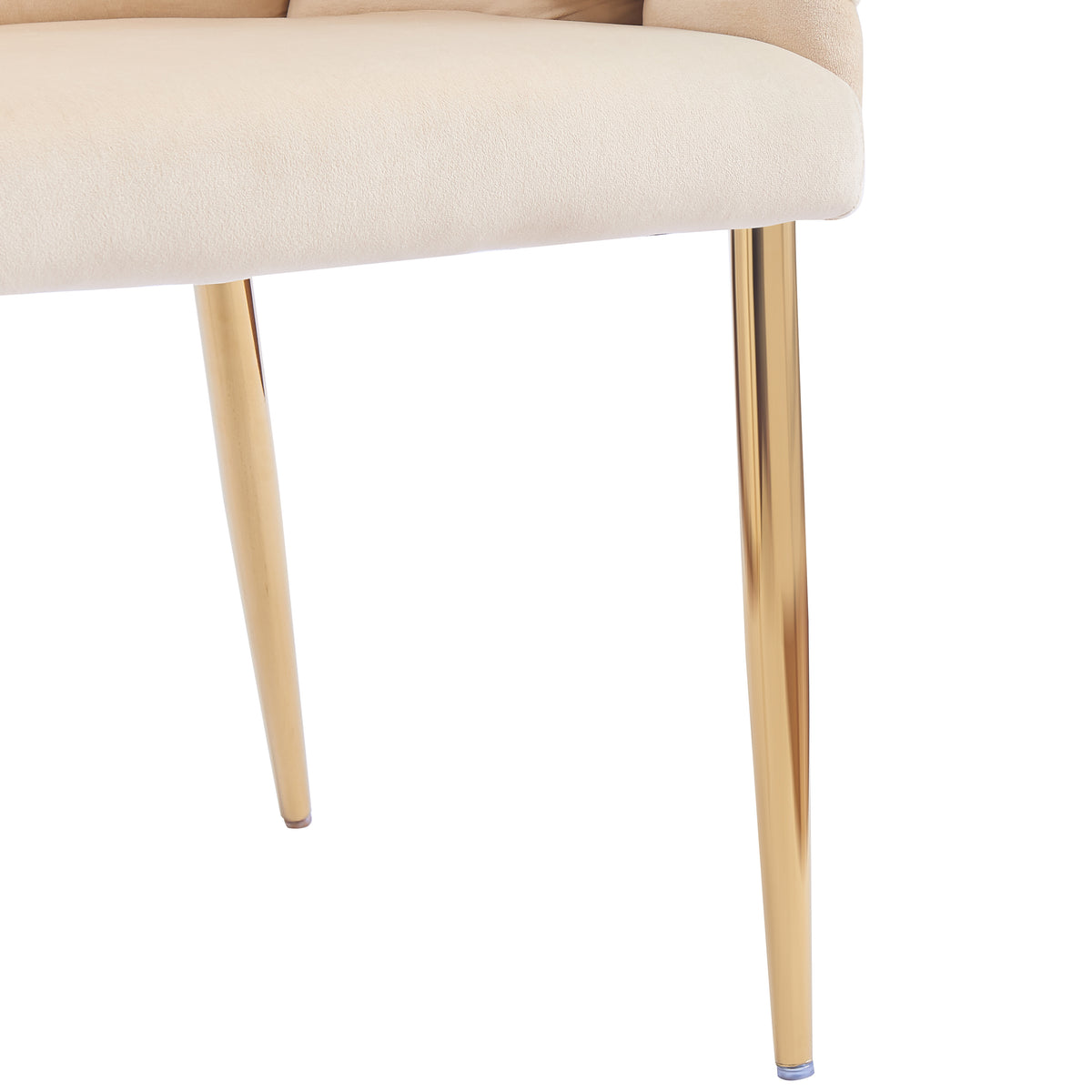 Set Of 2 Luxury Handmade Accent Chair With Gold Legs, Modern Velvet Armchair For Living Room And Bedroom Beige Foam Velvet