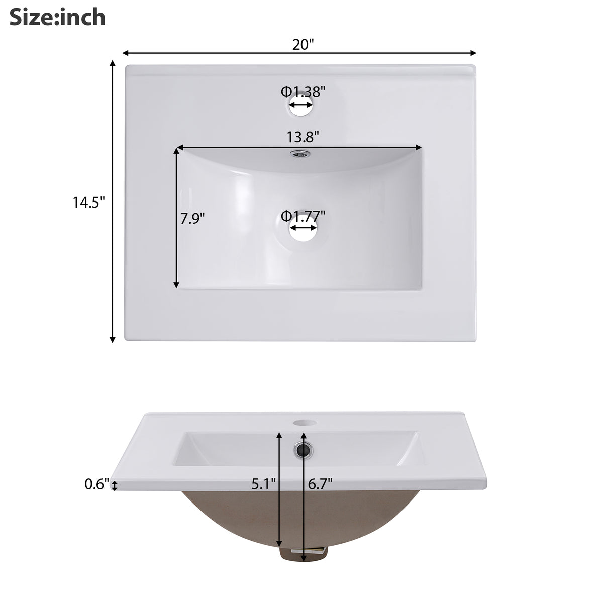 Viedo 20 Inch Modern Small Bathroom Vanity Cabinet With Ceramic Basin 20*15.5*33.3 Inches,Ample Storage,1 Soft Close Door Black Bathroom Solid Wood Mdf