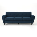Mirod Comfy 3 Seat Sofa With Wooden Legs, Modern Style For Living Room And Study Navy Blue Fabric 3 Seat