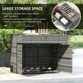 Outsunny Outdoor Towel Rack & Pool Toy Cabinet, Hot Tub Accessory Storage, Freestanding Pe Rattan Wicker Cabinet With Drawer For Indoor, Outdoor Swimming Pool, Spa, Gray Grey Steel