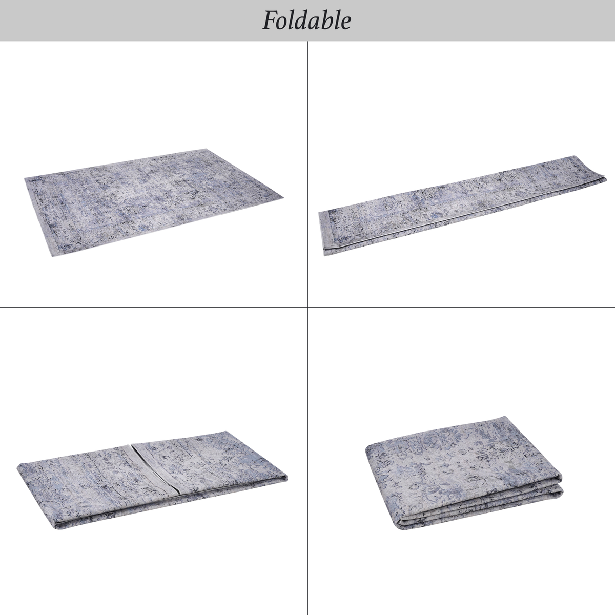8X10 Area Rug, Washable Rug, Low Pile, Non Slip, Non Shedding, Foldable, Kid & Pet Friendly Area Rugs For Living Room, Bedroom, Kitchen, Dining Room Rug Perfect Gifts, Blue Cream, 8' X 10' Blue Cream Chenille Polyester