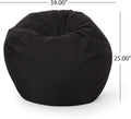 Chrisholm Black Bean Bag 25 In. X 34 In. X 34 In. Black Fabric