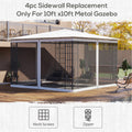 Outsunny 10' X 12' Replacement Mesh Sidewall Netting For Patio Gazebos And Canopy Tents With Zippers Sidewall Only , White White Polyester
