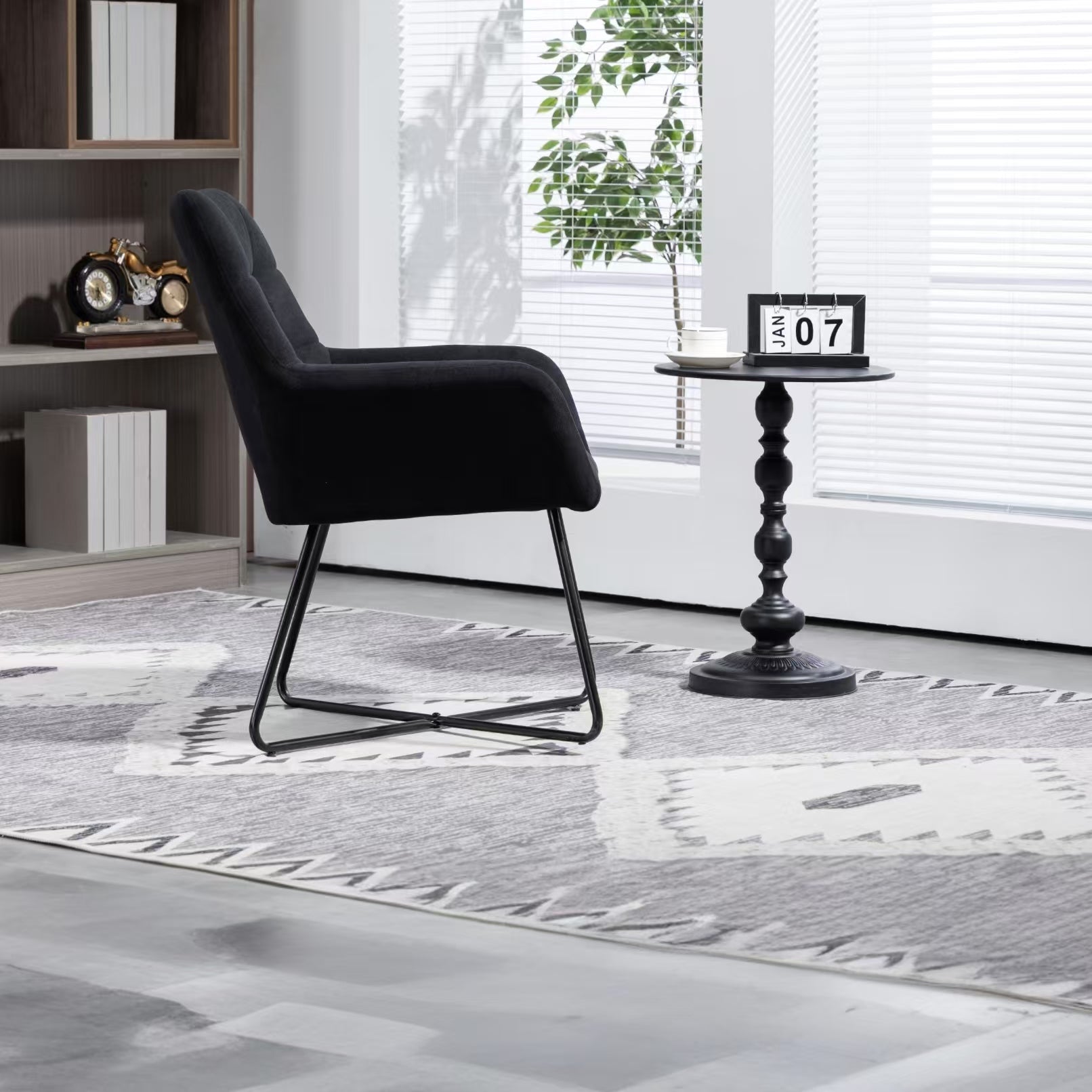 Modern Velvet Desk Chair Swirl Office Chair With Adjustable Foot Nails,Comfy Computer Task Chair Metal Legs Upholstered Accent Arm Chair For Living Room Bedroom Small Spaces Home Office Black Black Foam Velvet