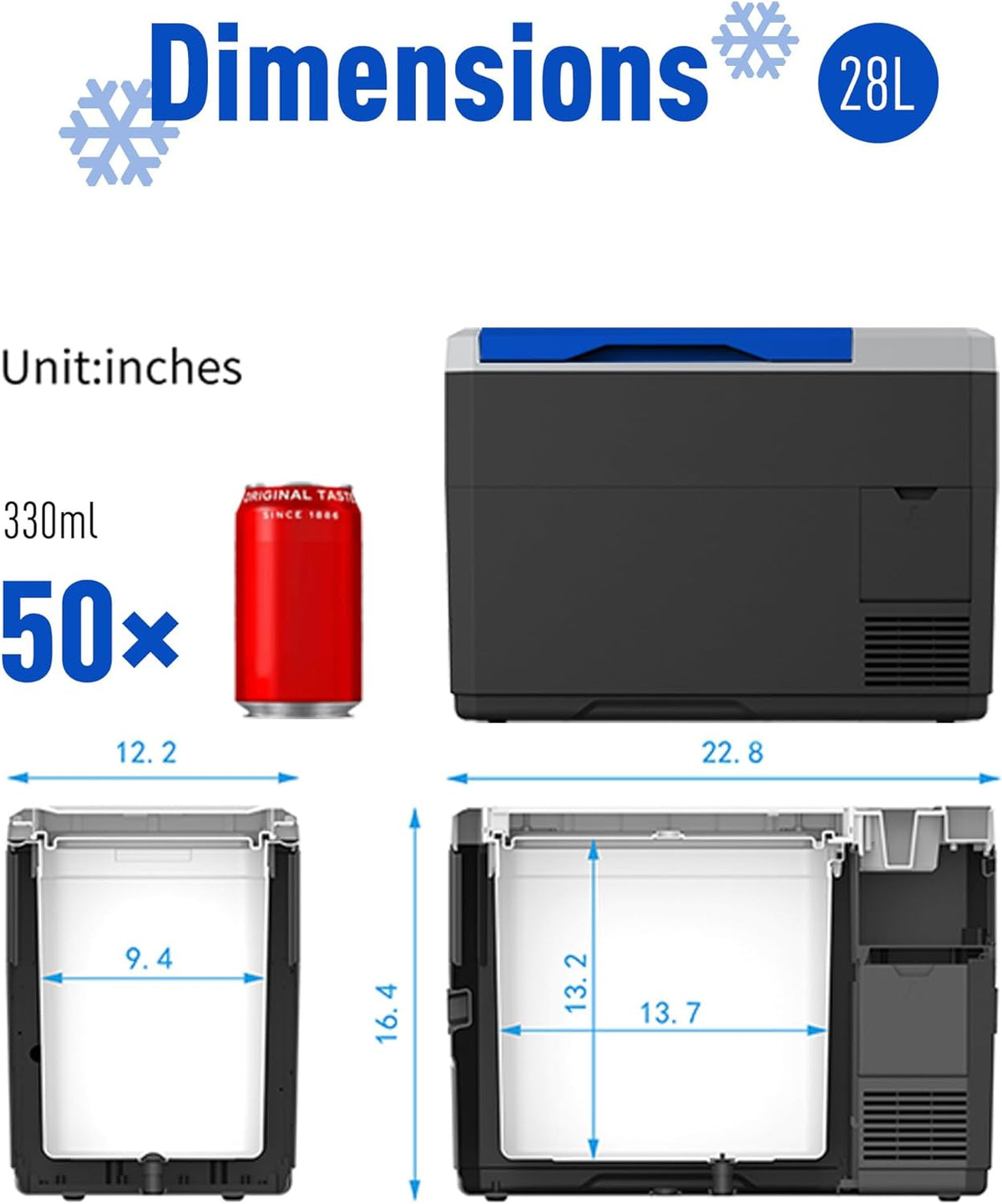 V28 Portable Refrigerator, 29Qt Car Freezer With App Control,12V,45W Low Noice Cooler For Rv, Boat White Plastic