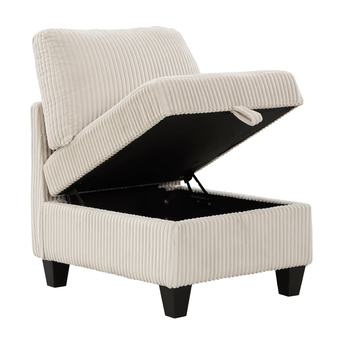 Modern Living Room Furniture Beige Armless Chair With Storage Corduroy Fabric Upholstery 1Pc Modular Armless Chair Beige Primary Living Space Contemporary,Modern Solid Wood