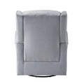 Grey Swivel Chair With Glider Grey Gray Primary Living Space Transitional Pine Wood Fabric