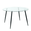 Modern Simple Glass Table, High Quality Tempered Glass Metal Material, Black Spray Table Legs, Suitable For Restaurant Kitchen Set Of 1 Black Round Glass